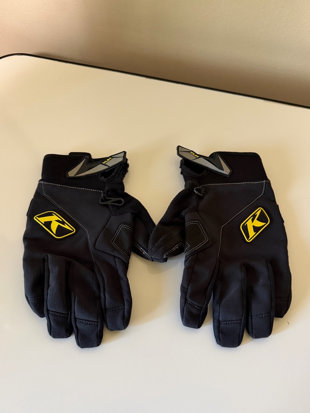 Klim Wind Stopping Black Riding Gloves with Yellow Logo